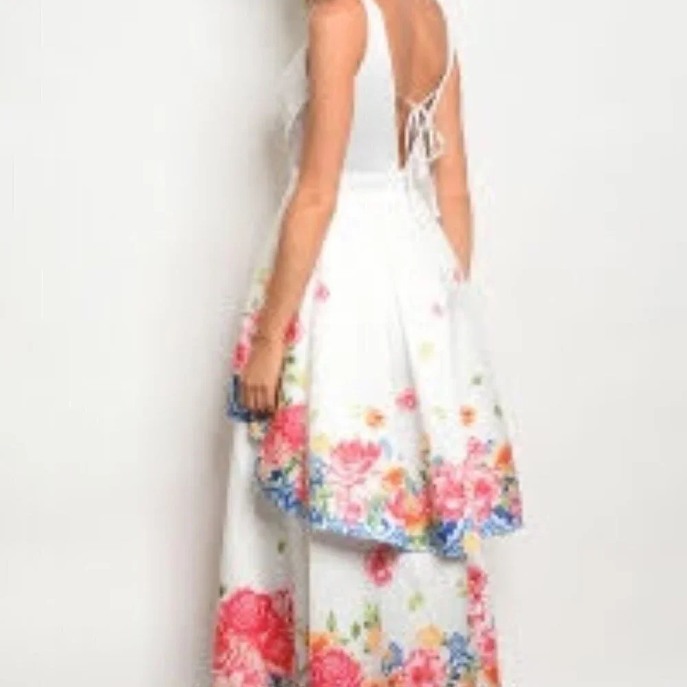 Floral Maxi Dress Party Gown Size L New